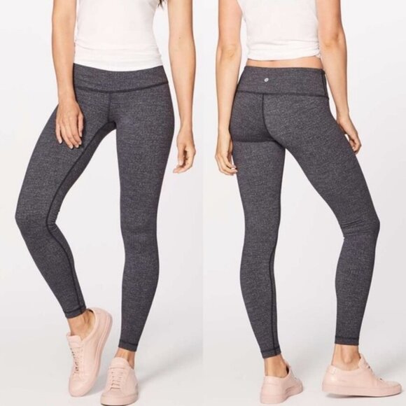 Lululemon Herringbone Leggings Size 8 Wunder Under Tights Variegated Knit Winter - Picture 1 of 12